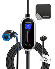RamTouch Electric Vehicle Charger (3.7kW, Type 2, 16A Schuko Plug) - Portable EV Charger with Smart Function, Compatible with EV and Plug-in Hybrid - RamTouch EV Chargers - Smart Electric Vehicle Charging Solutions