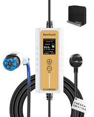 Electric Vehicle Charger (3 kW, Type 2, UK 3-Pin Plug) – Portable EV Charger | 6A/8A/10/13A | Delay Start | Timed Charging | For Type 2 EVs and PHEVs - RamTouch EV Chargers - Smart Electric Vehicle Charging Solutions
