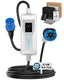 Portable EV Charger (3.7 kW, 16 A, IP67 Control Box) | Blue CEE 16 A Commando Plug to Type 2 | Mode 2 EV Charging Cable with Adjustable 6 A to 16 A, LCD Display, Timer, AC/DC RCD Protection for EVs and PHEVs