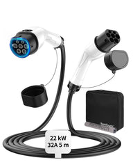 Câble de recharge RamTouch Type 2 vers Type 2 pour véhicules électriques (22 kW, 32 A, triphasé, mode 3) – Pour bornes de recharge Wallbox et électriques, véhicules électriques et hybrides rechargeables