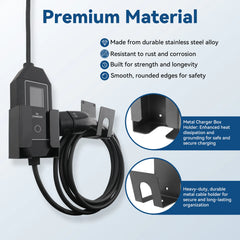 Kit de support de chargeur RamTouch pour véhicule électrique – Organiseur mural (support de boîtier de commande et crochet en J), pour chargeur portable pour véhicule électrique, support métallique robuste