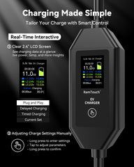 RamTouch Electric Vehicle Charger (11kW, Type 2) - Portable EV Charger with Smart Function, Mobile Wallbox 11kW, Compatible with EV and Plug-in Hybrid