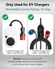 Convertisseur de prise RamTouch Fly Lead (fiche Schuko 16 A vers prise CEE rouge 400 V/16 A, 50 cm, 3G2,5 mm²) - Adaptateur CEE pour chargeur de véhicule électrique portable, boîtier mural mobile