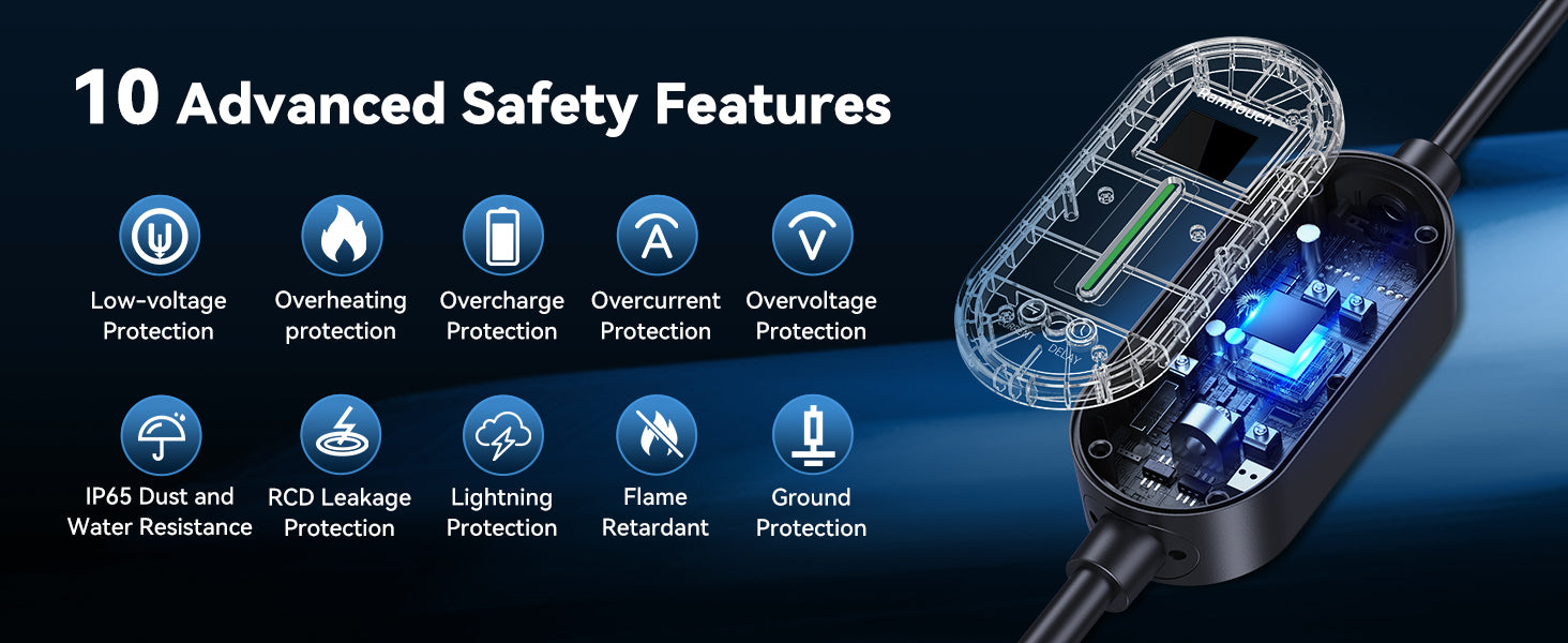 Electrical device with safety features on a dark background