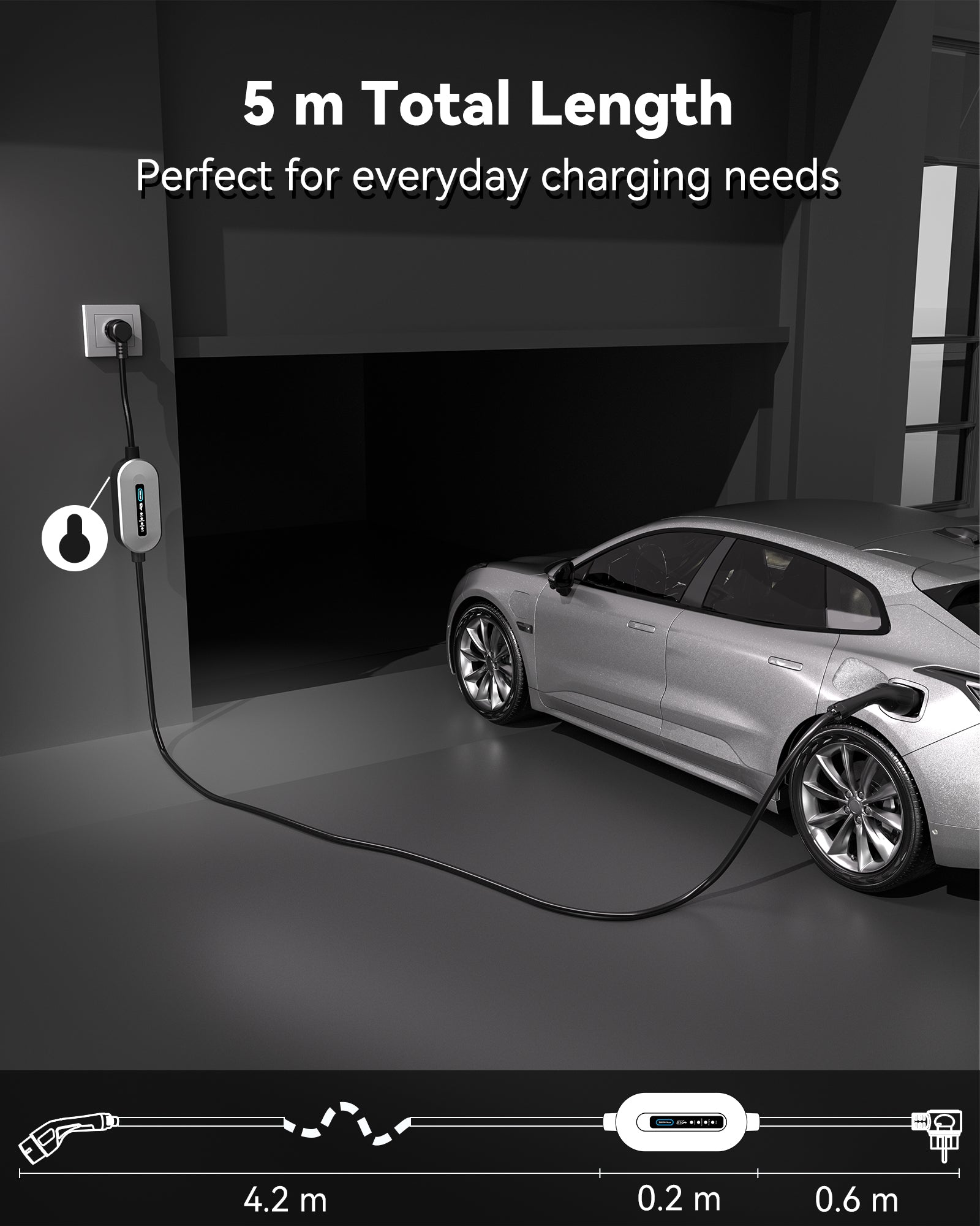RamTouch Electric Vehicle Charger (3.68 kW, Type 2) - Portable EV Charger with LED, Mobile Wallbox 3.68 kW, Compatible with EV and Plug-in Hybrid