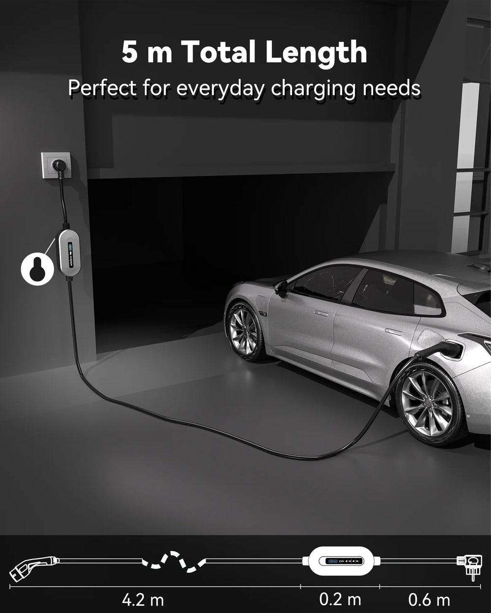 RamTouch Electric Vehicle Charger (3.68 kW, Type 2) - Portable EV Charger with LED, Mobile Wallbox 3.68 kW, Compatible with EV and Plug-in Hybrid - RamTouch EV Chargers - Smart Electric Vehicle Charging Solutions