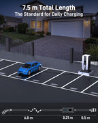 Portable EV Charger (7.4 kW, 32A, IP67) | CEE 32 A Commando Plug to Type 2 | Mode 2 Fast Charging Cable with Adjustable 6A–32A, Smart Timer & LCD, AC/DC RCD Protection for EVs & PHEVs