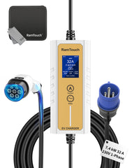 RamTouch Ladegerät für Elektrofahrzeuge (7,4 kW, Typ 2) – Tragbares EV-Ladegerät mit Smart-Funktion, Mobile Wallbox 2 in 1, für Elektroautos Tesla Model Y/3/S/X, ENYAQ, EX30, E-TRON, ID.3, MG4