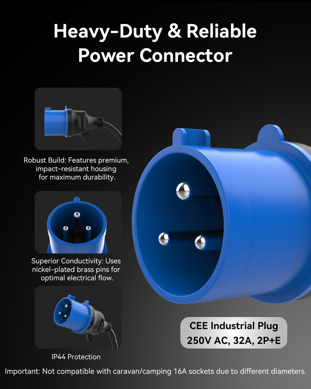 Electric Vehicle Charger (7.4 kW, Type 2, CEE Plug 32A) – Portable EV Charger | 6A - 32A | Delay Start | Timed Charging | For Type 2 EVs and PHEVs - RamTouch EV Chargers - Smart Electric Vehicle Charging Solutions