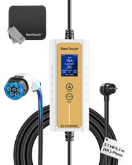 RamTouch Electric Vehicle Charger (3.7 kW, Type 2, 16A Schuko Plug) - Portable EV Charger with Smart Function, Compatible with EV and Plug-in Hybrid