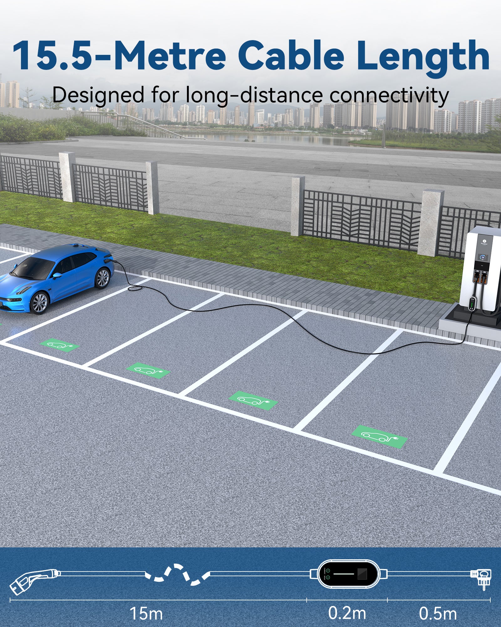RamTouch Electric Vehicle Charger (3.7kW, Type 2, 16A Schuko Plug) - Portable EV Charger with Smart Function, Compatible with EV and Plug-in Hybrid