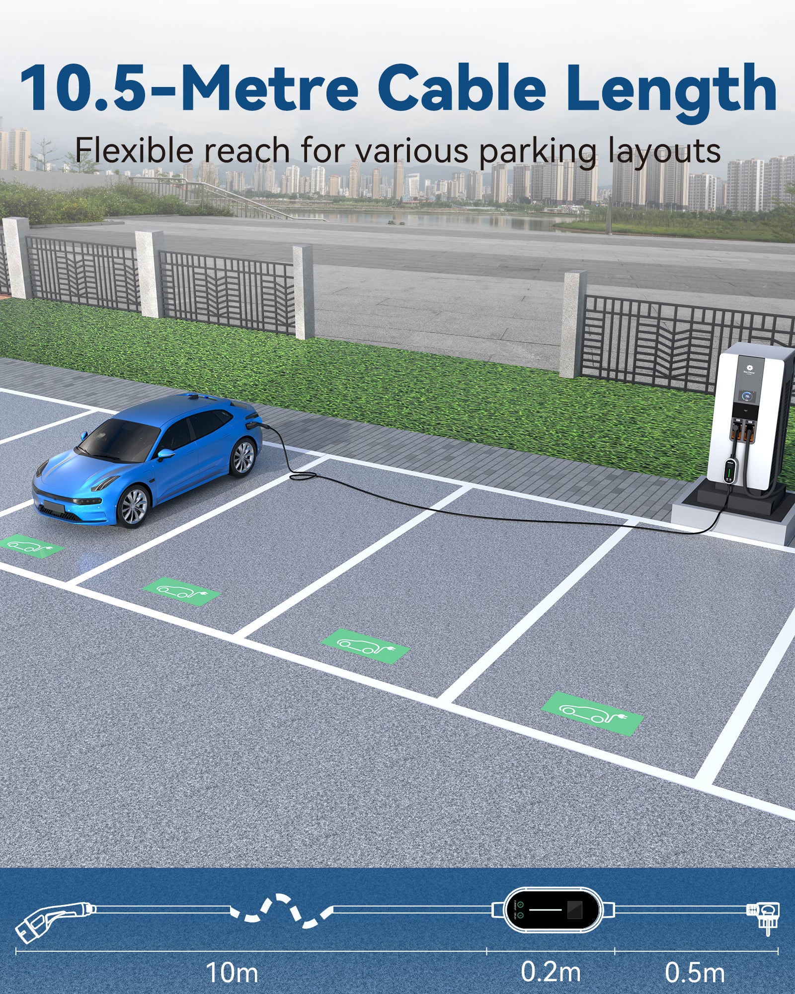 RamTouch Electric Vehicle Charger (3.7kW, Type 2, 16A Schuko Plug) - Portable EV Charger with Smart Function, Compatible with EV and Plug-in Hybrid