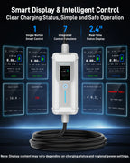Portable EV Charger (3.7 kW, 16 A, IP67 Control Box) | Blue CEE 16 A Commando Plug to Type 2 | Mode 2 EV Charging Cable with Adjustable 6 A to 16 A, LCD Display, Timer, AC/DC RCD Protection for EVs and PHEVs