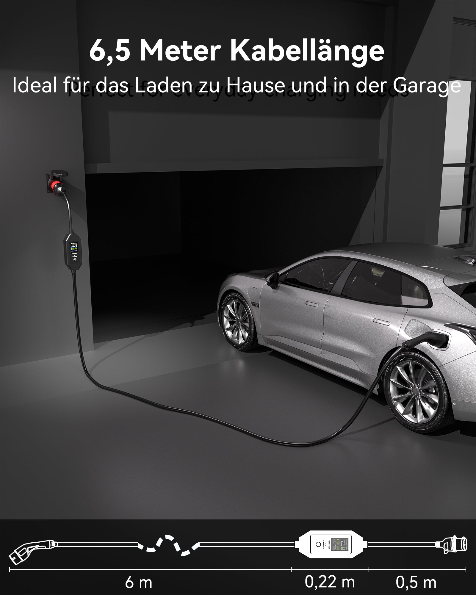 RamTouch Ladegerät für Elektrofahrzeuge (11 kW, Typ 2) – Tragbares EV-Ladegerät mit Smart-Funktion, Mobile Wallbox 2 in 1, für Elektroautos Tesla Model Y/3/S/X, ENYAQ, EX30, E-TRON, ID.3, MG4
