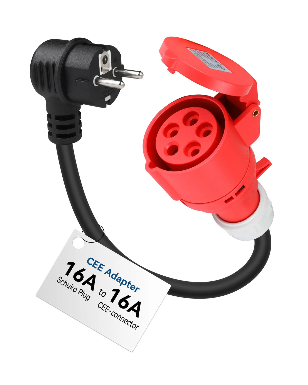 RamTouch Fly Lead Socket Converter (16A Schuko Plug to 16A 5-Pin CEE Socket, 50cm, IP44, Max. 16A, 3G2.5mm²) - CEE Adapter for Portable EV Charger, Mobile Wallbox, and Mobile EV Charging Station