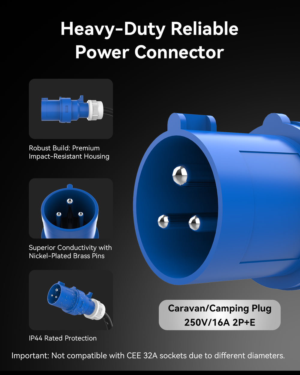 Electric Vehicle Charger (3.7 kW, Type 2, CEE Plug 16A) – Portable EV Charger | 6A - 16A | Delay Start | Timed Charging | For Type 2 EVs and PHEVs - RamTouch EV Chargers - Smart Electric Vehicle Charging Solutions