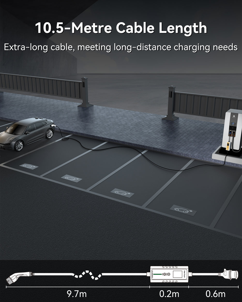 Electric Vehicle Charger (7.4 kW, Type 2, CEE Plug 32A) – Portable EV Charger | 6A - 32A | Delay Start | Timed Charging | For Type 2 EVs and PHEVs - RamTouch EV Chargers - Smart Electric Vehicle Charging Solutions