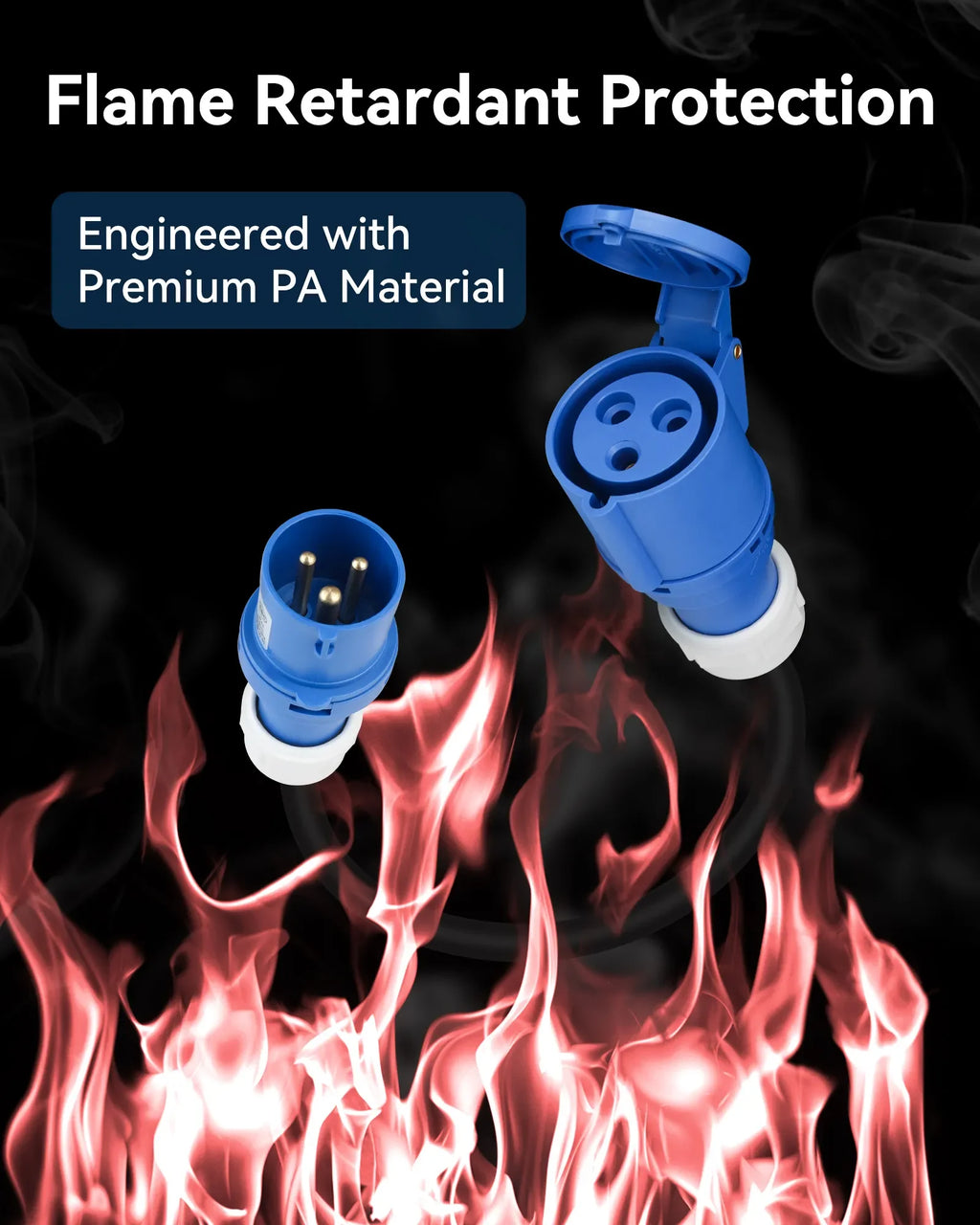 RamTouch Fly Lead Socket Converter (16A Caravan Plug to 32A CEE Socket, 50cm, Max.16A, 3G2.5mm²) - CEE Adapter for Portable EV Charger, Mobile Wallbox
