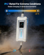 Portable EV Charger (3.7 kW, 16 A, IP67) | Schuko Plug to Type 2 | Mode 2 EV Charging Cable with Adjustable 6 A to 16 A, LCD Display, Timer, AC/DC RCD Protection for EVs and PHEVs
