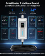 Portable EV Charger (3.7 kW, 16 A, IP67) | Schuko Plug to Type 2 | Mode 2 EV Charging Cable with Adjustable 6 A to 16 A, LCD Display, Timer, AC/DC RCD Protection for EVs and PHEVs