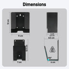 RamTouch Portable EV Charger Holder Kit, Wall-Mount Control Box Holder and EV Cable J-Hook Organizer for Mode 2 EV Chargers, Heavy-Duty Metal Bracket, Matte Black