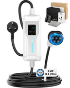 Portable EV Charger (3.7 kW, 16 A, IP67) | Schuko Plug to Type 2 | Mode 2 EV Charging Cable with Adjustable 6 A to 16 A, LCD Display, Timer, AC/DC RCD Protection for EVs and PHEVs