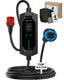 Cargador EV portátil 11 kW, 16 A, enchufe CEE rojo 16 A a Type 2, mobile wallbox Mode 2 con ajuste 6 A-16 A, temporizador, pantalla LCD, protección RCD AC/DC, caja IP67, 5 m a 15 m
