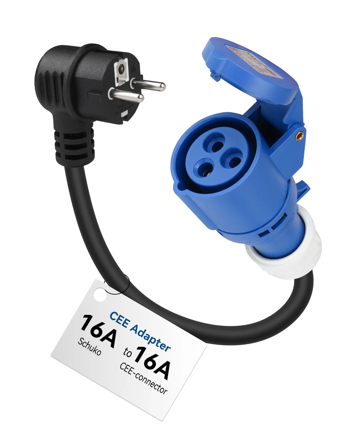 RamTouch Fly Lead Socket Converter (16A Schuko Plug to 16A Caravan Socket, 50cm, IP44, Max. 16A, 3G2.5mm²) - CEE Adapter for Portable EV Charger, Mobile Wallbox, and Mobile EV Charging Station