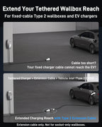 Type 2 EV Charger Extension Cable for Tethered Type 2 Wallboxes, Fixed-Cable EV Chargers and Charging Stations, 7.4 kW / 11 kW / 22 kW