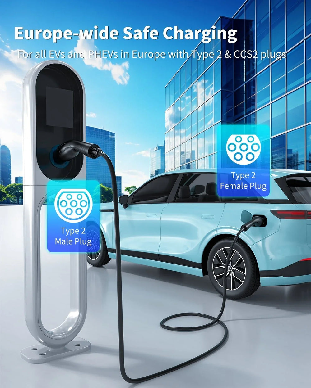 RamTouch®️ EV Charging Cable - 22kW 32A 3-Phase Type 2 to Type 2 - RamTouch EV Chargers. - RamTouch EU